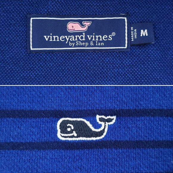 Vineyard Vines Saltwater Quarter 1/4 Zip Pullover Top Whale Striped Men Medium - Picture 3 of 12